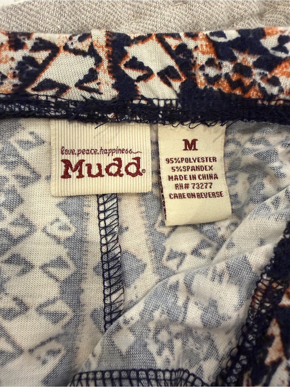 Mudd Navy and Orange Geometric Printed Flared Pants - Picture 4 of 4